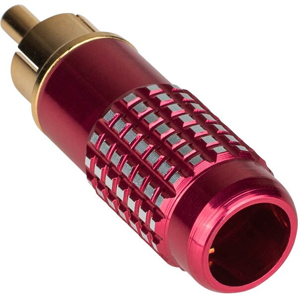 Main product image for Gold Platted Brass RCA Super Plug Connector Red 8mm Cable Entry091-065